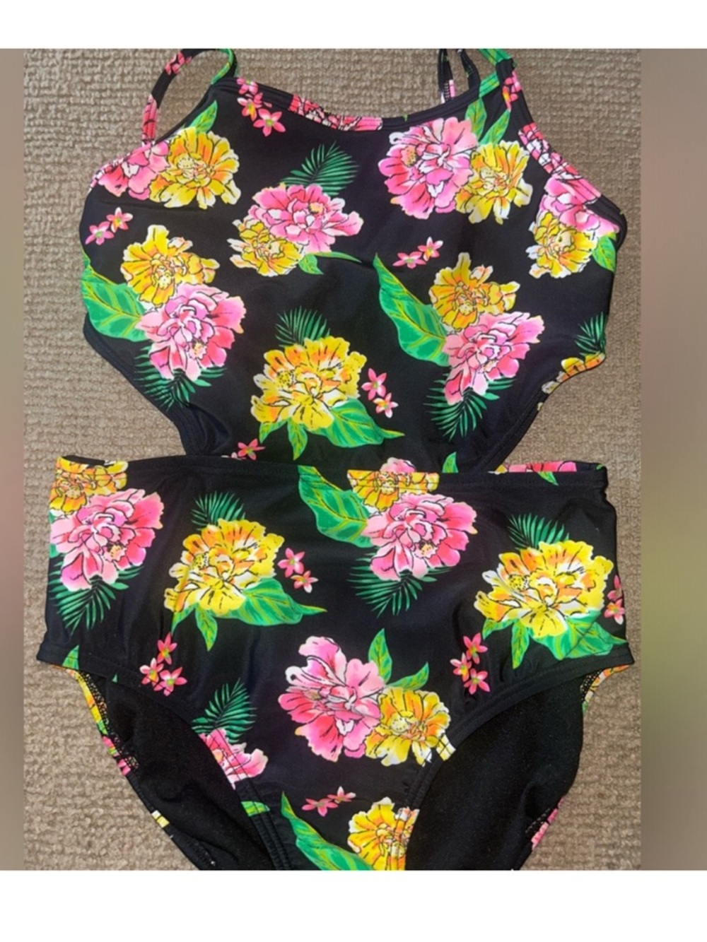 Floral Swimsuit with cut out sides